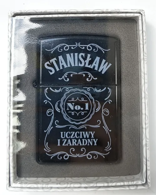 Zapalniczka z imieniem (czarna) - Stanisław No.1 uczciwy i zaradny