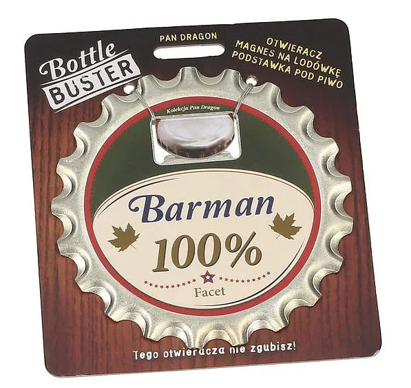 Otwieracz, podstawka, magnes 3w1 - Barman - 100% facet