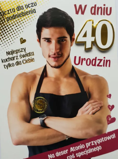 Karnet - w dniu 40 urodzin na deser Antonio przygotował coś specjalnego