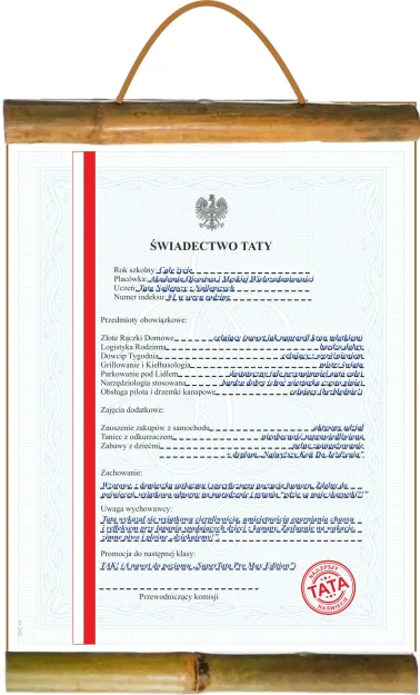 Dyplom z bambusem  - Świadectwo Taty