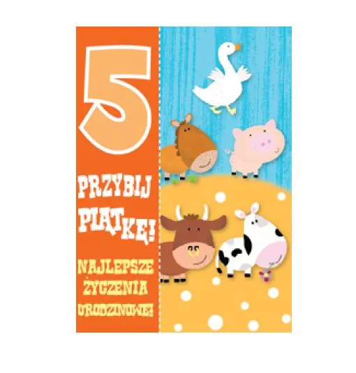 Karnet Kukartka PP - 5 urodziny - Przybij piątkę! Najlepsze życzenia urodzinowe