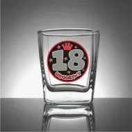 Szklanka whisky - 18 urodziny (kółko, czarne tło)