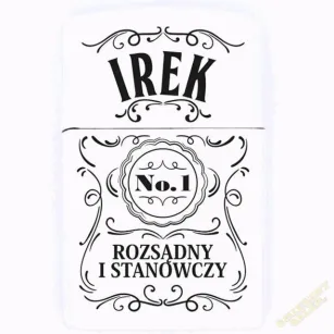 Zapalniczka z imieniem - Irek No.1 rozsądny i stanowczy (biała)