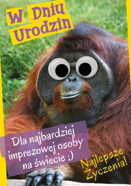Karnet z oczami - W dniu urodzin. Dla najbardziej imprezowej osoby na świecie ;)