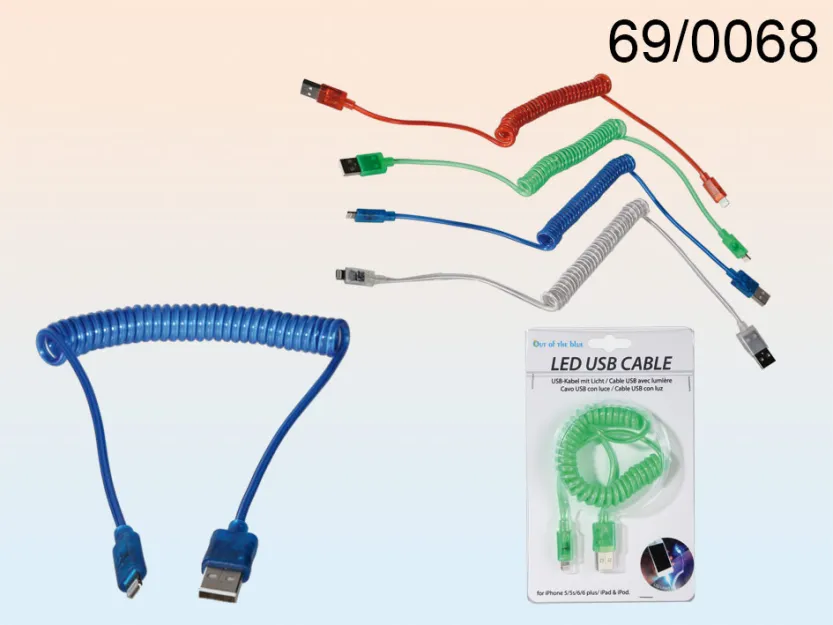 Kabel USB do iPhone 5-6, iPad, iPod z podświetleniem LED
