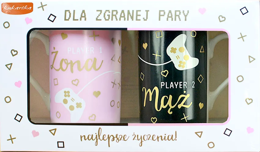 Kubki dla zgranej Pary - Żona player 1 / Mąż player 2