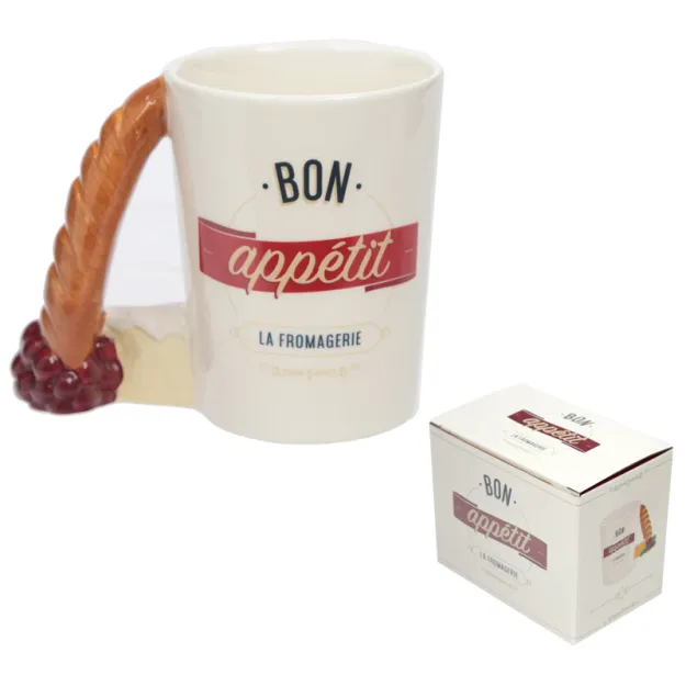 Kubek ceramiczny - Z bagietką. Bon appetit