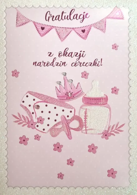 Karnet 3D z życzeniami - Gratulacje z okazji narodzin Córeczki!