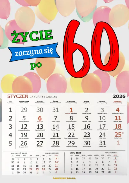Kalendarz 2026 - Życie zaczyna się po 60