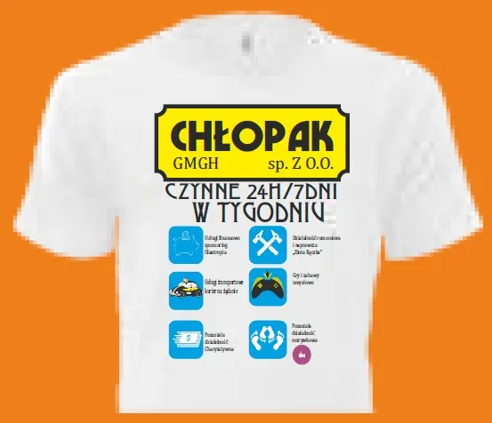 Koszulka biała - Chłopak sp.z o.o. czynne 24/7 w tygodniu
