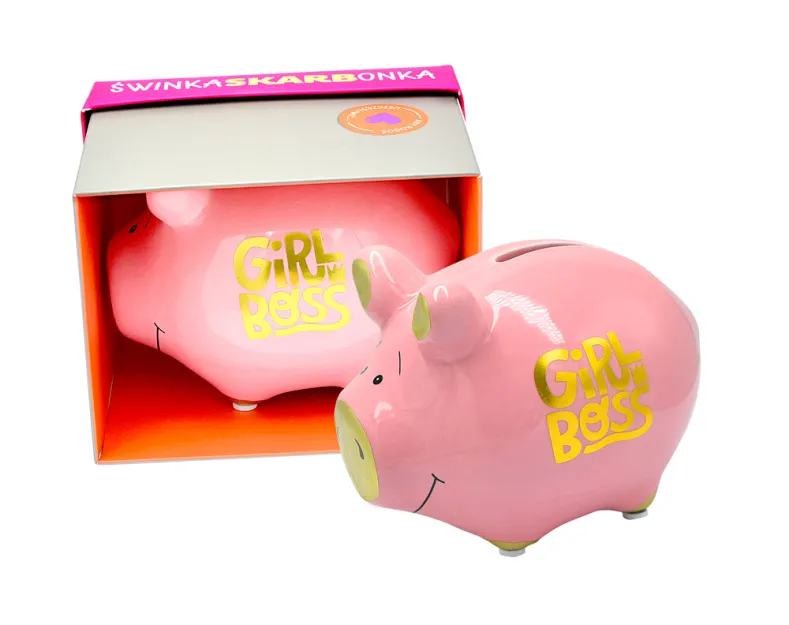 Skarbonka świnka w kartoniku Kukartka - Girl boss