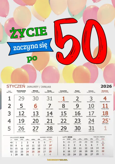 Kalendarz 2026 - Życie zaczyna się po 50