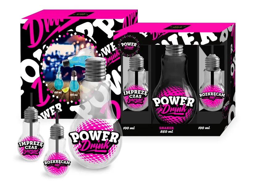 Zestaw Power Mix - Shaker + 2 szklanki, żarówki