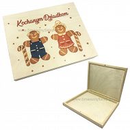 Drewniane pudełko - Kochanym Dziadkom (pierniki) na czekoladki Merci
