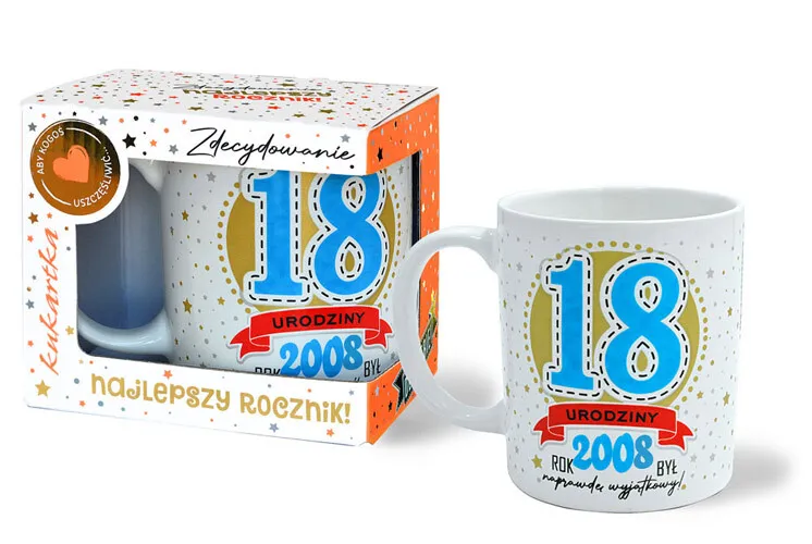 Kubek premium - 18 urodziny. Rok 2008 to był najlepszy rocznik (niebieski)