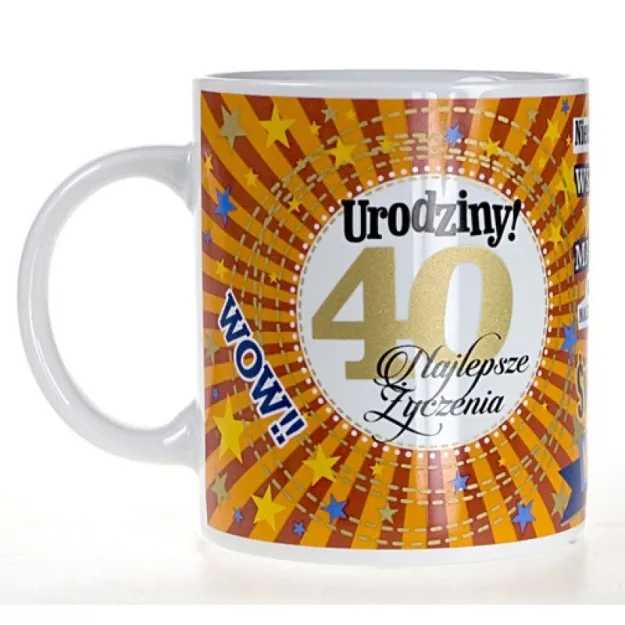Kubek premium - 40 urodziny. Najlepsze życzenia.