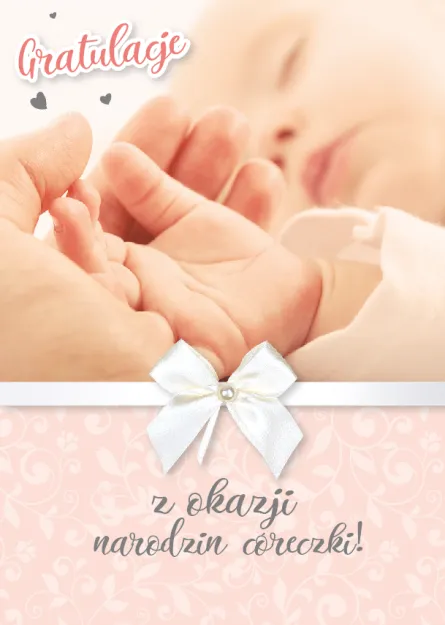 Karnet 3D z życzeniami - Gratulacje z okazji narodzin córeczki!