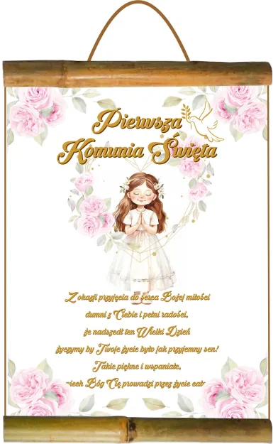 Dyplom z bambusem (dziewczynka) - Pierwsza Komunia Święta
