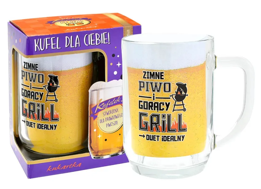 Kufel szklany Kukartka - Zimne piwo i gorący grill duet idealny