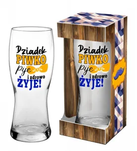 Szklanka do piwa - Dziadek piwko pije i zdrowo żyje!