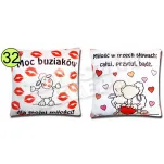 Poduszka obustronna, mała - Moc buziaków dla mojej miłości! / Miłość w trzech słowach: całuj, przytul, bądź. - 2