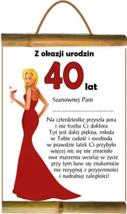Dyplom z bambusem - Z okazji urodzin. 40 lat szanownej Pani.