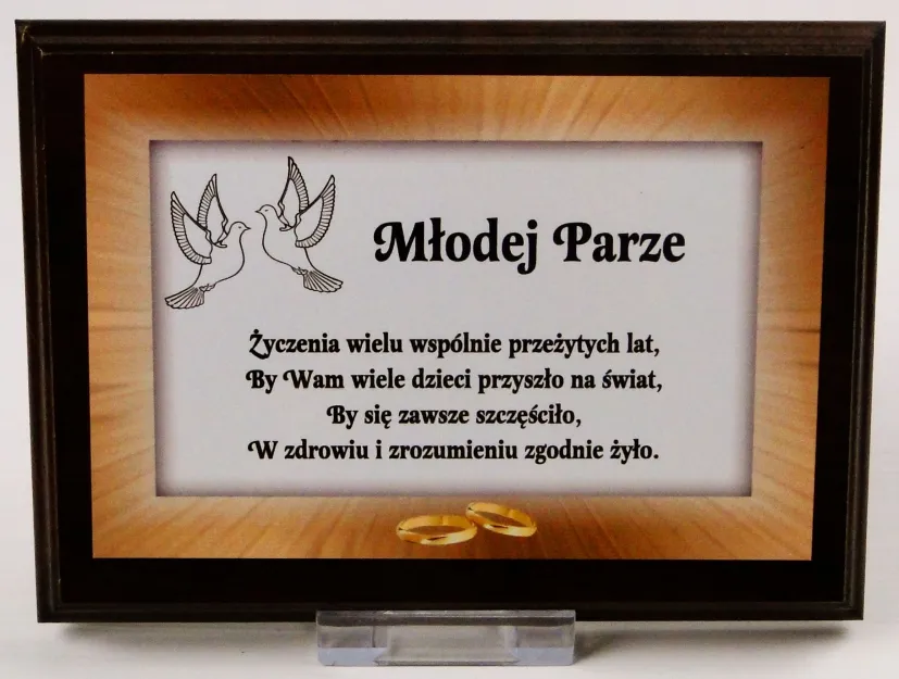 Dyplom na drewnie - Młodej Parze (dwa gołąbki)