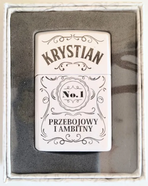 Zapalniczka z imieniem biała - Krystian No.1 przebojowy i ambitny
