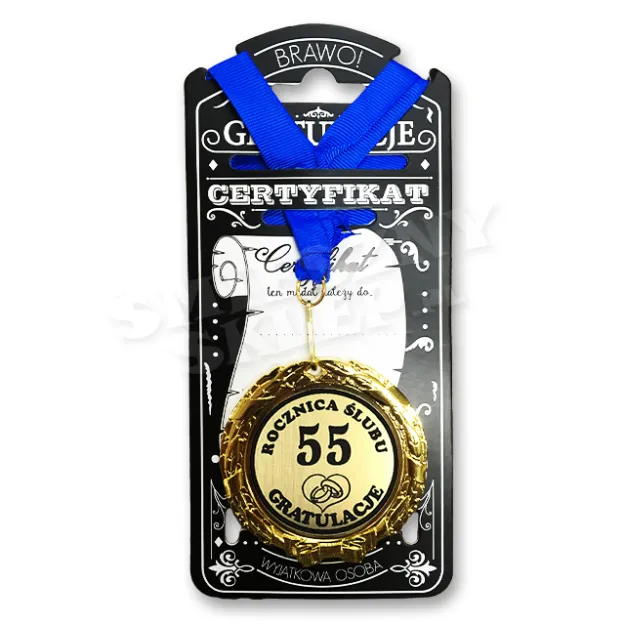 Medal w folii - 55 Rocznica ślubu gratulacje