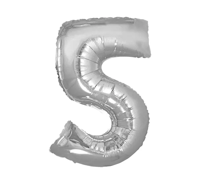 Balon foliowy - 5 srebrny (duży - 80 cm) - na hel