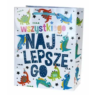Torebka Kukartka XL - Wszystkiego najlepszego (dinozaury)