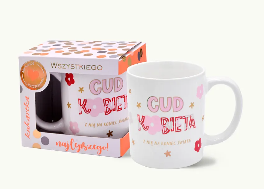 Kubek premium Kukartka - Cud kobieta z nią na koniec świata