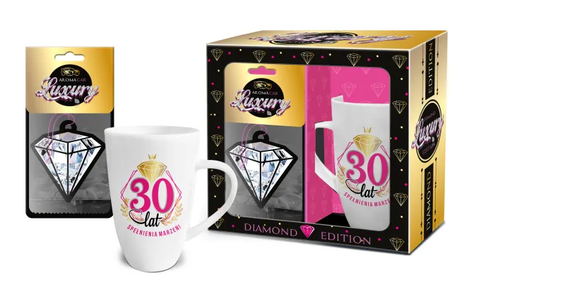 Zestaw Diamond - 30 lat spełnienia marzeń - kubek + zapach samochodowy
