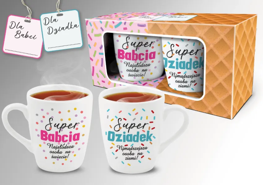 Zestaw 2 kubków - Super Babcia / Super Dziadek