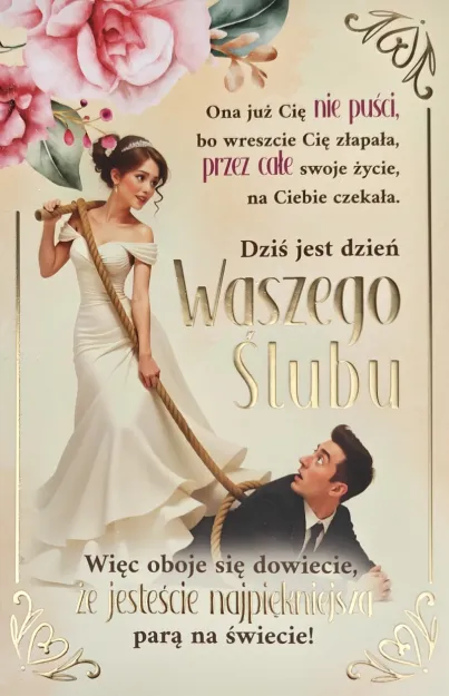 Karnet - Ona już Cię nie puści,... Dziś jest dzień Waszego ślubu