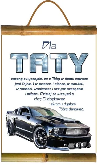 Dyplom z bambusem - Dla taty (czarne auto)