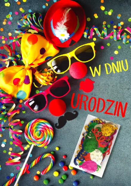 Karnet z konfetti - W dniu urodzin