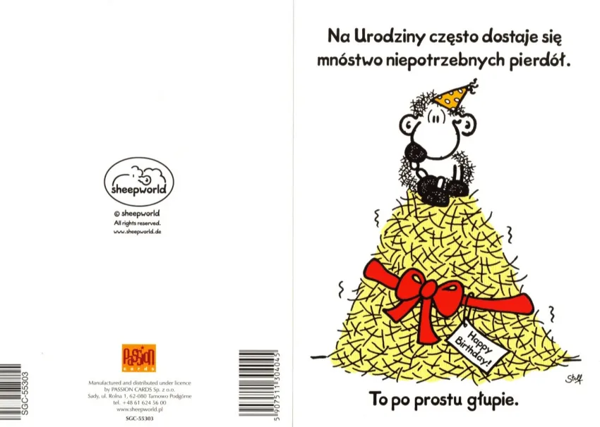 Karnet Sheepworld - Na urodziny często dostaje się mnóstwo niepotrzebnych pierdół...
