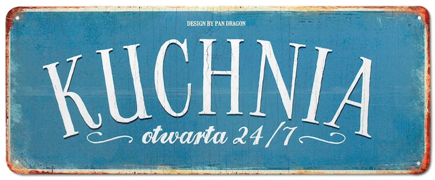 Tablica Vintage Metalowa - Kuchnia otwarta 24/7
