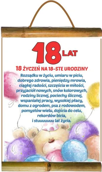 Dyplom z bambusem - 18 lat. 18 życzeń na 18-ste urodziny.