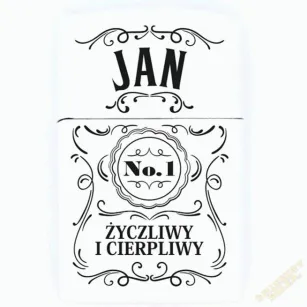 Zapalniczka z imieniem - Jan No.1 życzliwy i cierpliwy (biała)