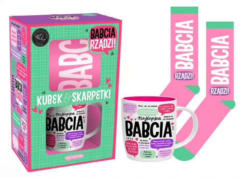 Zestaw kubek + skarpety - Babcia rządzi. Najlepsza Babcia