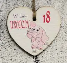 Tabliczka Vintage, serce małe - W dniu 18 urodzin