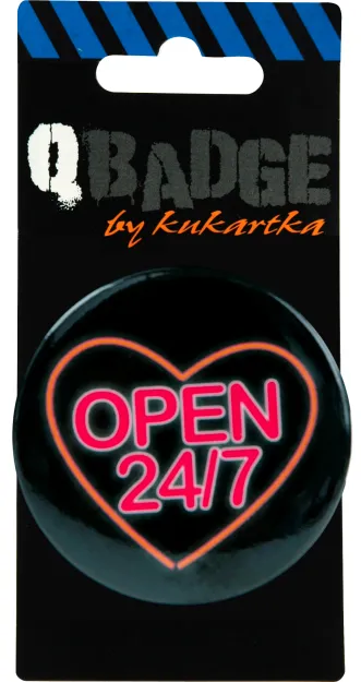 Przypinka Kukartka - Open (otwarte) 24/7