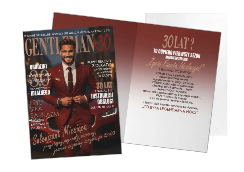 Kartka C5 - Gentleman +30 wszyscy już wiedzą, mężczyzna roku to Ty