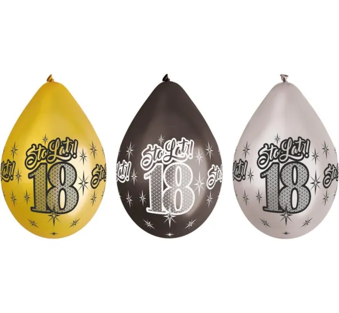 Balony metaliczne - 18 sto lat (kpl 6szt)