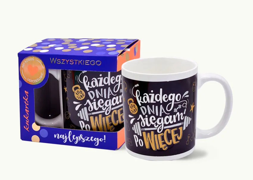 Kubek premium Kukartka - Każdego dnia sięgam po więcej