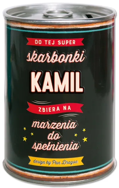 Puszka Skarbonka Vip - Kamil - Do tej super skarbonki Kamil zbiera na marzenia do spełnienia