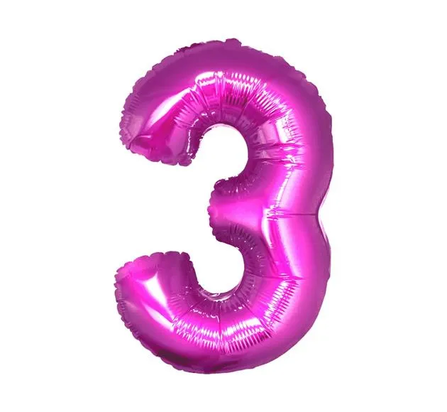 Balon foliowy - 3 różowy (duży - 85 cm)