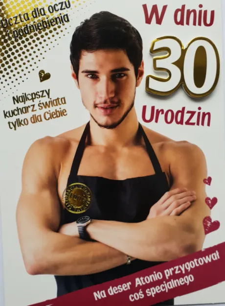 Karnet - w dniu 30 urodzin na deser Antonio przygotował coś specjalnego